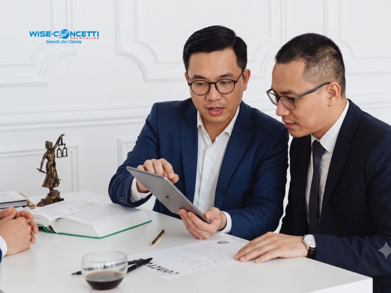 Legal professionals reviewing documents together, illustrating the subject expertise required for Vietnamese legal translation.