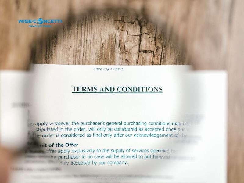 Terms and conditions document illustrating the need to preserve obligations, defined terms, and legal meaning when translating contracts into Vietnamese.